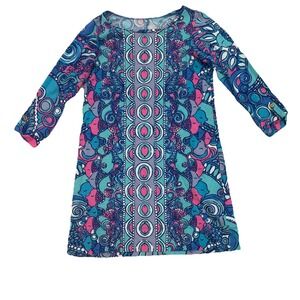 Lilly Pulitzer Women's Linden Shift Dress Sea Jewels Pima Cotton Fish Size Small